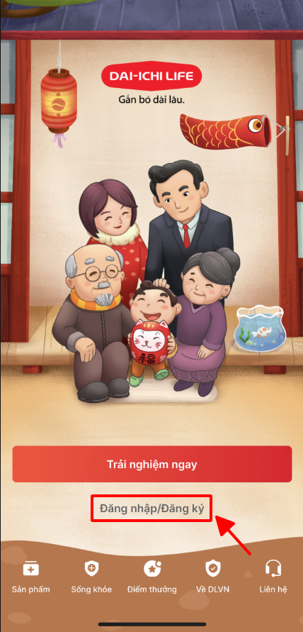 Màn hình chính của ứng dụng Dai-ichi Connect