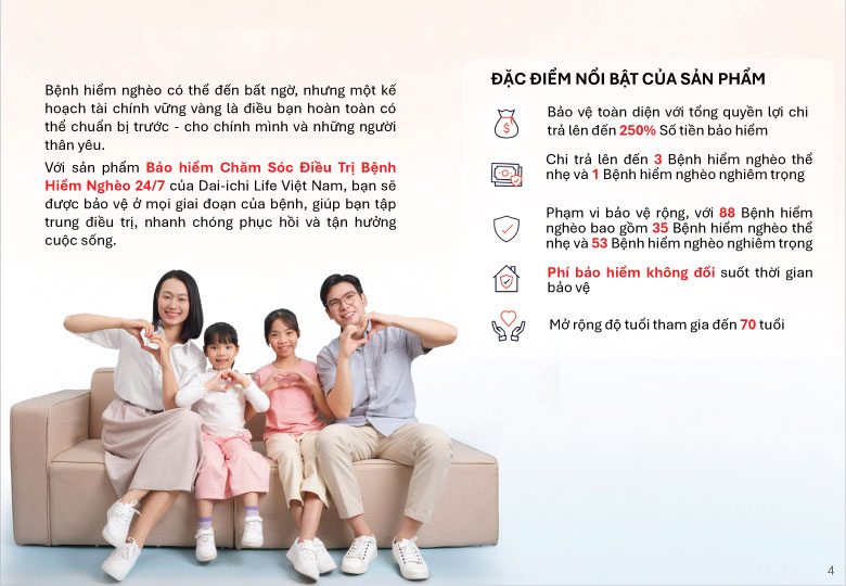Đặc điểm nổi bật của Bảo hiểm chăm sóc điều trị bệnh hiểm nghèo 24/7