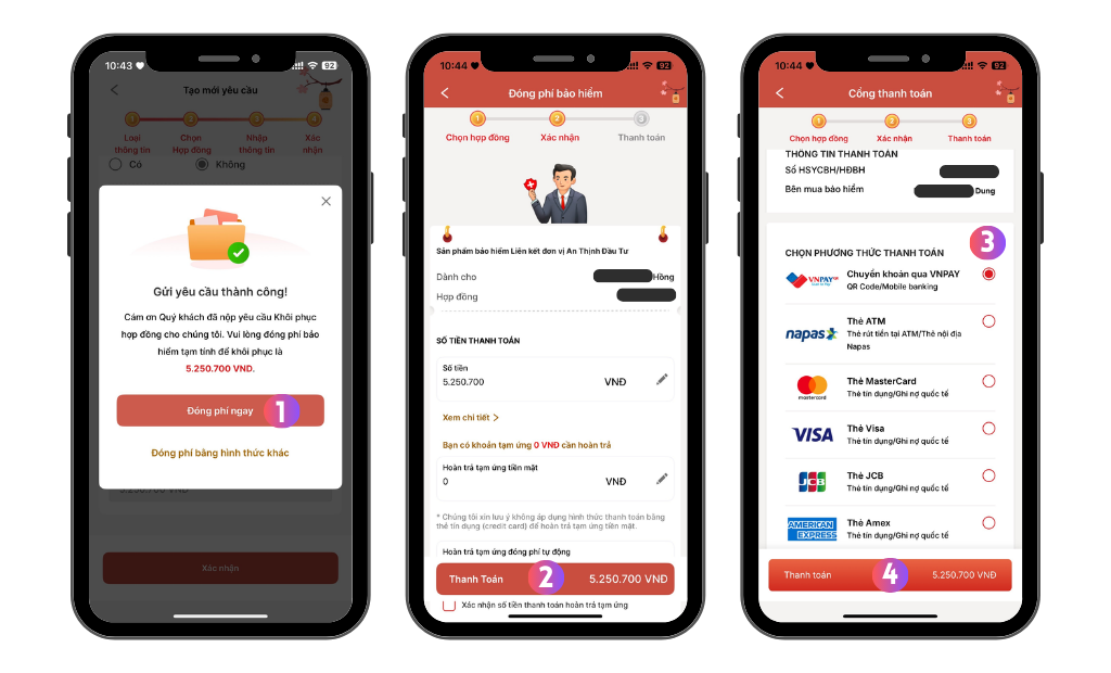 Lựa chọn phương thức đóng phí phù hợp để thanh toán phần phí nợ của hợp đồng