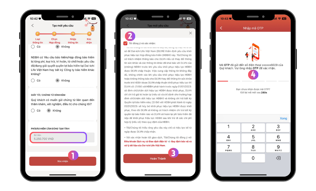 xac nhan cac thong tin ve phi ve cac quy dinh va nhap ma OTP 1